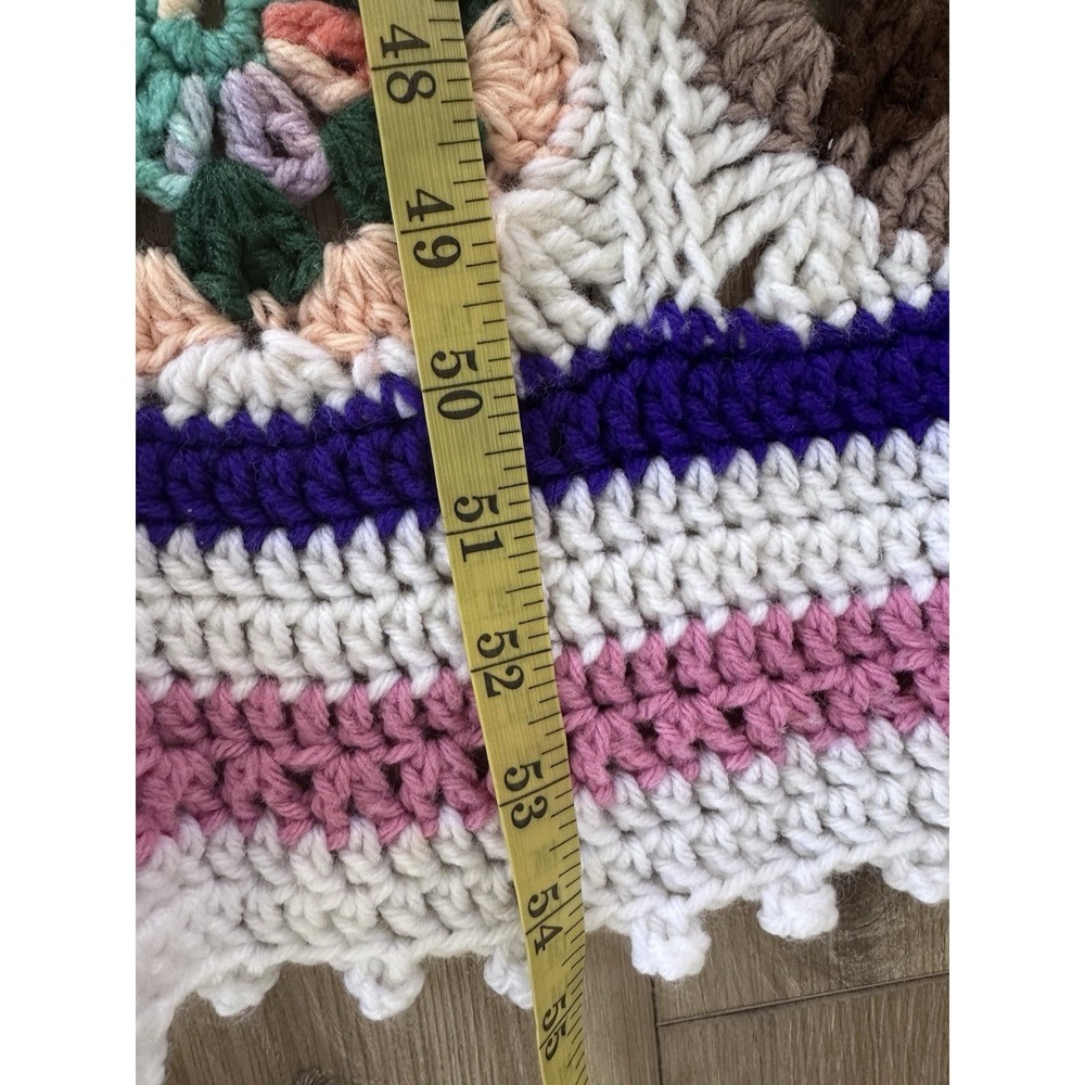 VTG Handmade Granny Square Crochet Afghan Throw Floral Lap Blanket 54x44 Boho - Picture 11 of 12